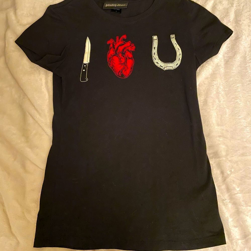 💥Cartel Ink women’s print “I ❤️U” fitted shirt